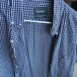 Bonobos slim-fit short-sleeve shirt. Blue & white.